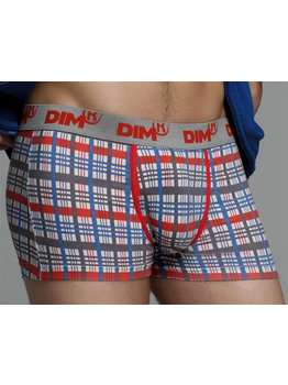 Dim  Dim Cotton Stretch boxershortset 1x ruitprint & 1x zwart mt L of XL