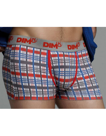 Dim Cotton Stretch boxershortset 1x ruitprint & 1x zwart mt L of XL