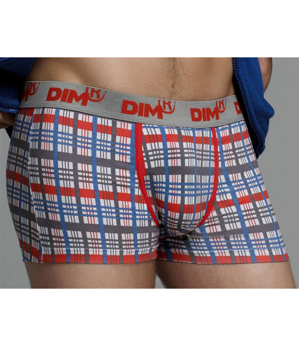 Dim  Cotton Stretch boxershortset 1x ruitprint & 1x zwart mt L of XL