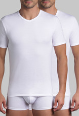 Dim  XTemp tweedelig cotton stretch shirtset met V-hals mt S t/m L basis kleur wit of zwart