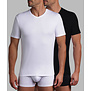 XTemp tweedelig cotton stretch shirtset met V-hals mt S of M, basis kleur wit of zwart