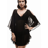 Sapph Pelican tuniek in zachte, soepelvallende chiffon stof – kleur zwart
