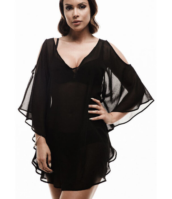 Sapph Sapph Pelican tuniek in zachte, soepelvallende chiffon stof – kleur zwart