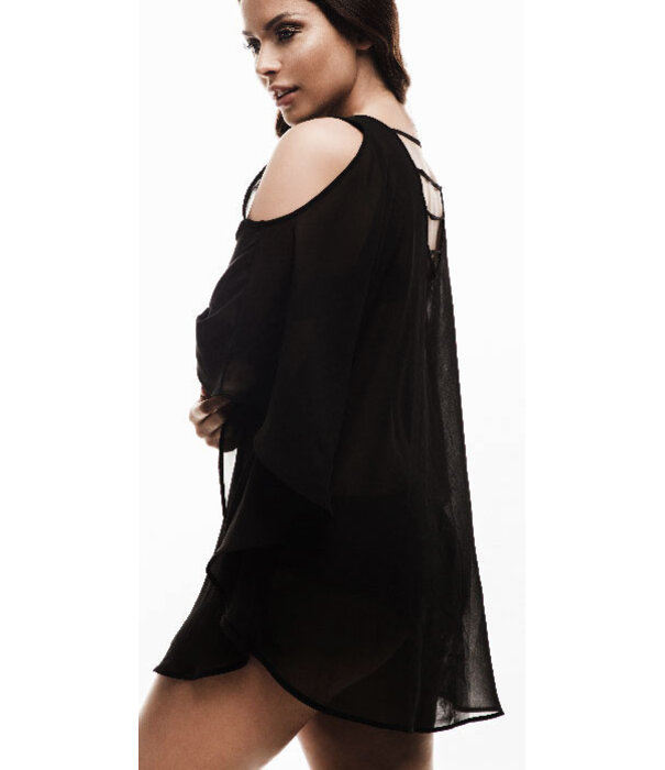 Sapph Sapph Pelican tuniek in zachte, soepelvallende chiffon stof – kleur zwart