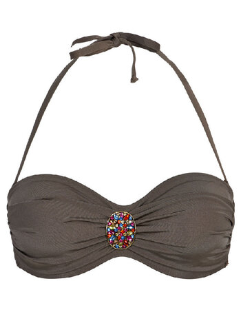 Anise bandeau beugel bikinitop & uitneembare onderpadding kleur taupe
