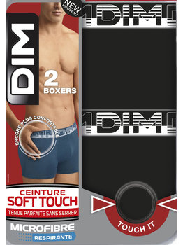 Dim  Soft Touch tweedelig boxershortset microfaser kleur zwart