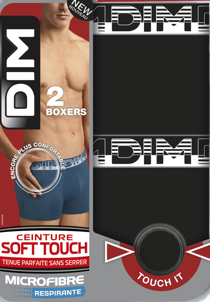 Dim  Soft Touch tweedelig boxershortset microfaser kleur zwart