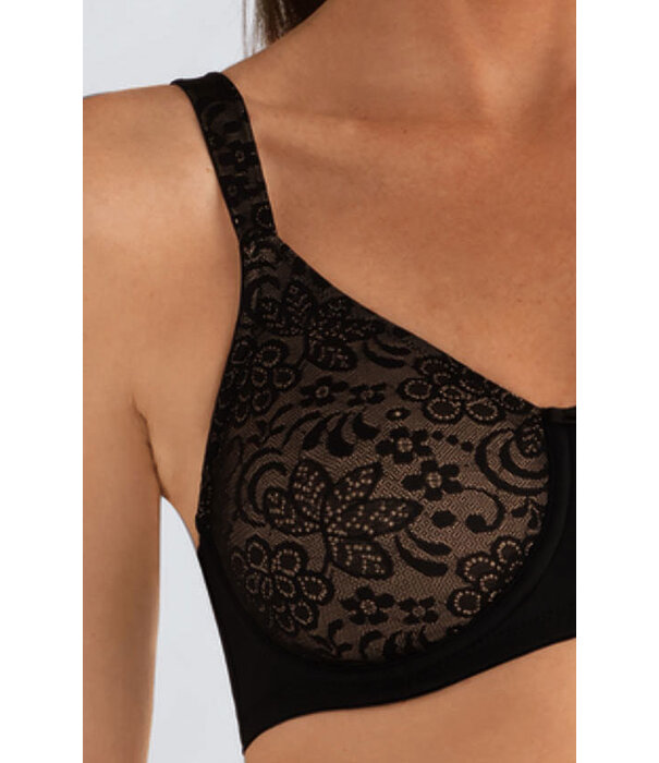 Amoena  Annette prothese Bh met beugel kleur  zwart met huid gecombineerd  de mt F95