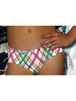 Boobs & Bloomers Judy Microfaser boxershort kleur wit met ruitprint gecombineerd