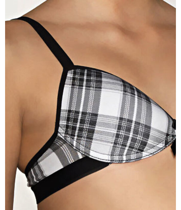 Boobs & Bloomers Margine katoenen Bh zonder beugel in grijze ruitprint mt AA65