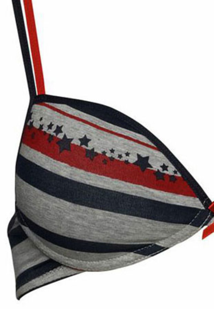 Boobs & Bloomers  Stars & Stripes Bh zonder beugel kleuren comb. grijs, marine & rood