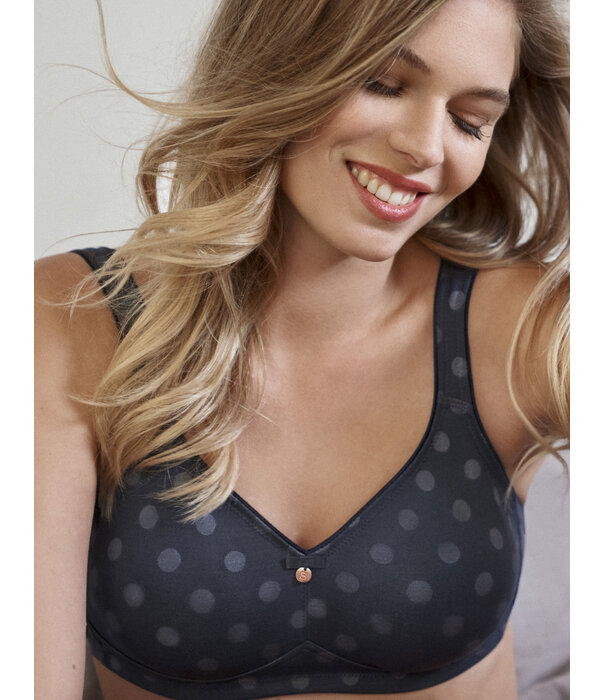 Susa  Rhodos Bh zonder beugel kleur, soft peach of  grijs  print dots, of ruby red