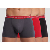 Cotton Stretch 3 delig boxershortset kleur rood, grijs & zwart