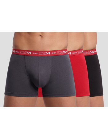 Cotton Stretch 3 delig boxershortset kleur rood, grijs & zwart