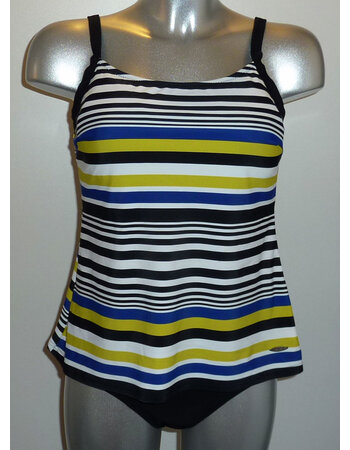 Arisa prothese tankinitop zonder beugel & bikinislip zwart met print