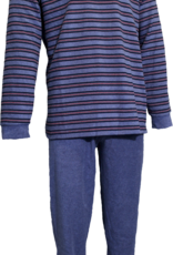 Lunatex Lunatex Jarno Badstof Herenpyjama – Marineblauw/Rood Gestreept (L)