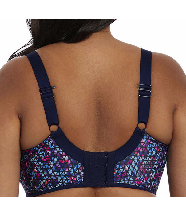Elomi  Elomi Energise sport‑bh met bredere beugel – navy met geo‑print – in grote maten