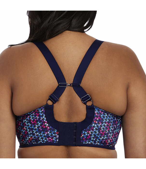 Elomi  Elomi Energise sport‑bh met bredere beugel – navy met geo‑print – in grote maten
