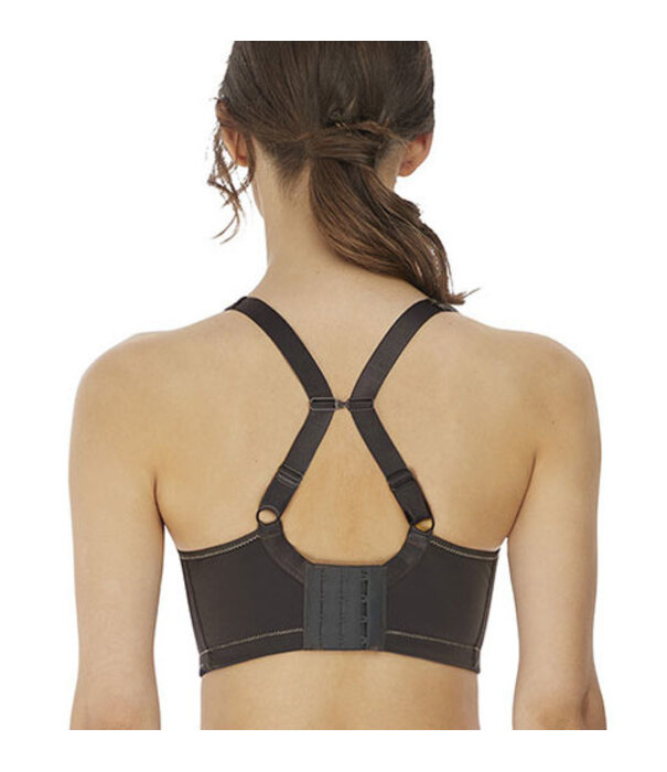 Freya  Sonic sport Bh met beugel & licht gewicht spacercups kleur grijs met print zalmkleur