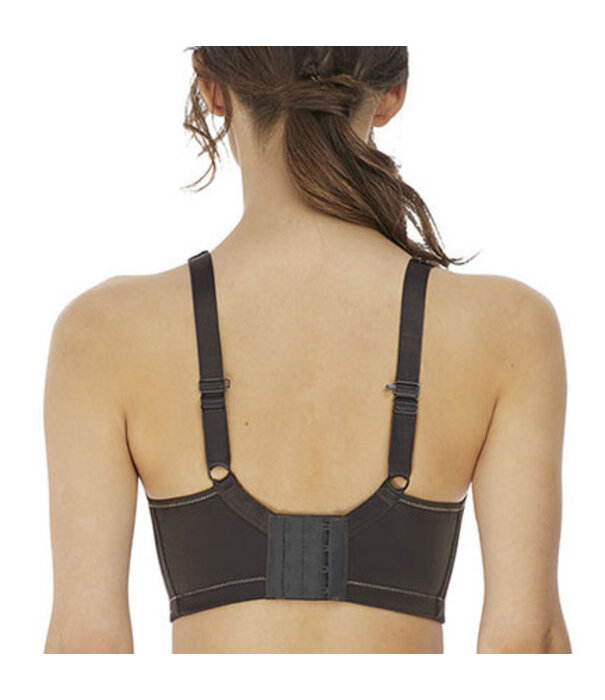 Freya  Sonic sport Bh met beugel & licht gewicht spacercups kleur grijs met print zalmkleur