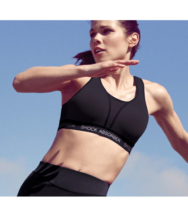 Shock Absorber   Run padded sport bh zonder beugel & licht gewicht padding basis kleur zwart