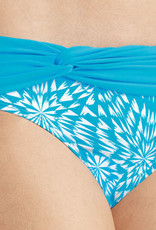 Amoena  Hawaii bikinislip kleur turqouise met print wit