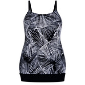 Florida prothese tankinitop in blouson model kleur zwart met print wit gecombineerd met zilver