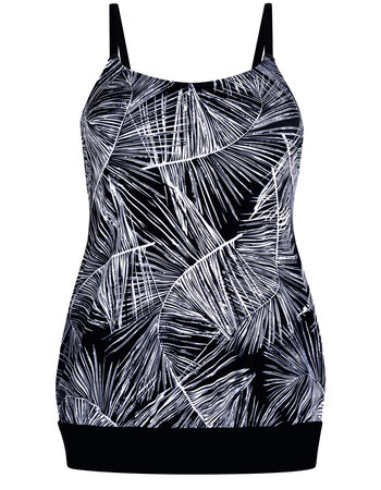 Florida prothese tankinitop in blouson model kleur zwart met print wit gecombineerd met zilver