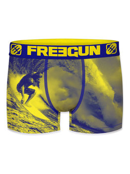 Avet Alex  micro long boxershort kleur blauw met geel gecombineerd en foto print surfer