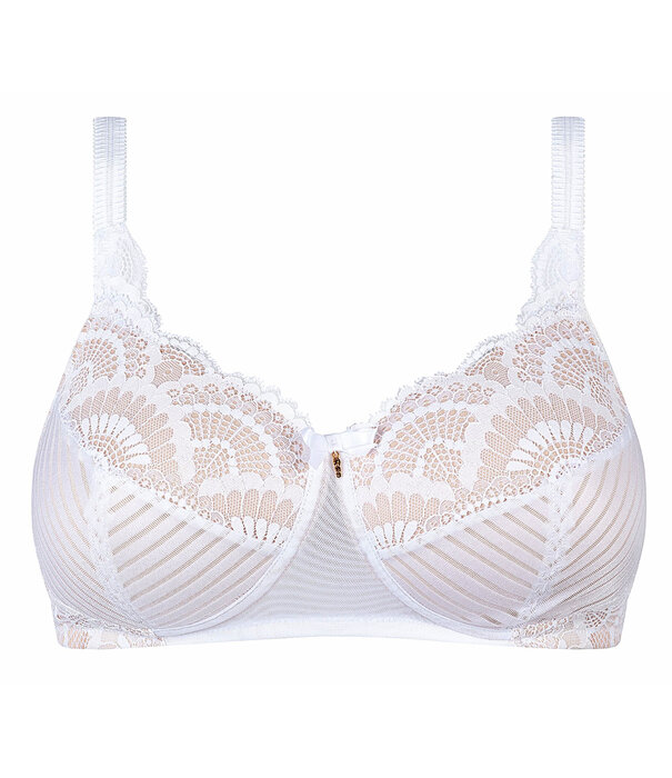 Amoena  Amoena Karolina Prothese BH zonder Beugel met Licht Voorgevormde Cup – Wit met Sandkleurige Inzet (44506)