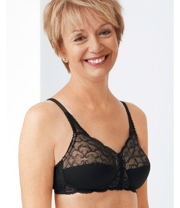 Amoena    Ellen Bh zonder beugel met voor & achtersluiting kleur zwart-huid de mt C100