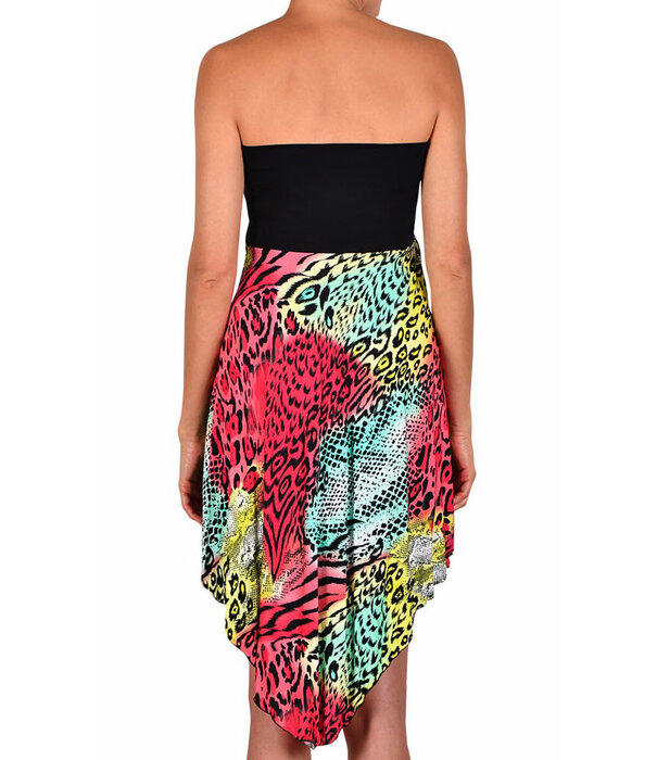 Naturana strandjurkje in bandeau model, kleur zwart gecombineerd met frisse animal print