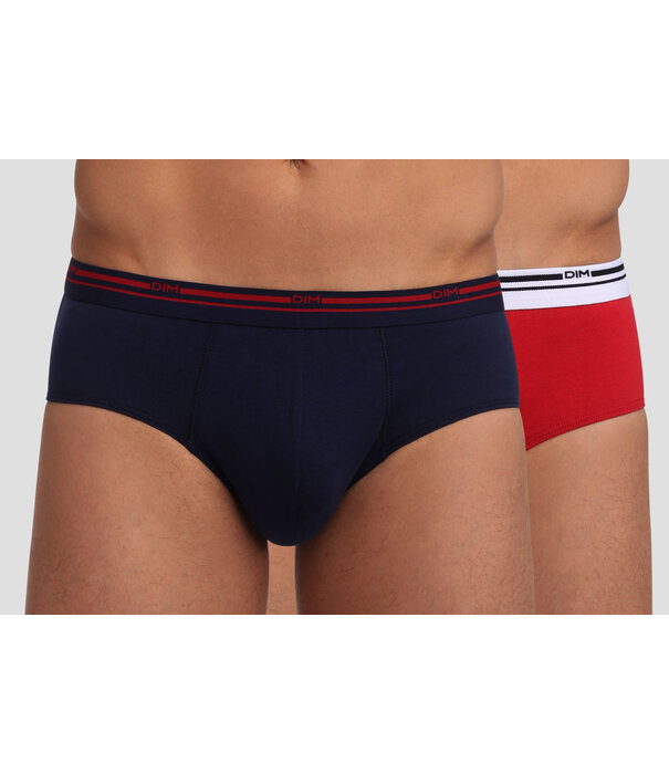 Dim   Classic Colors Cotton Stretch slipset kleur marine & rood