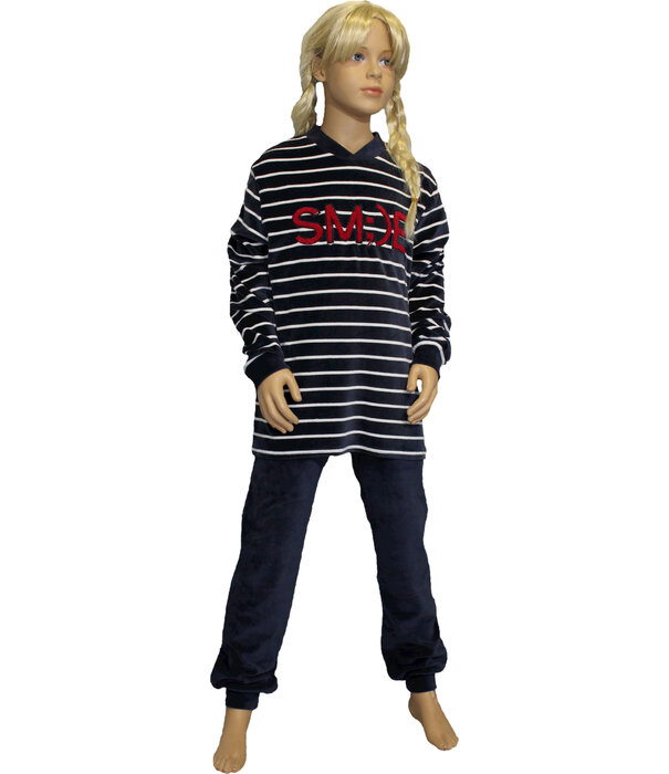 Lunatex Lunatex Evi velours meisjes pyjama kleur navy mt 140 t/m 176