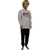 Lunatex Jowell Jongenspyjama Katoen – Grijs Jasje & Navy Broek met NYC