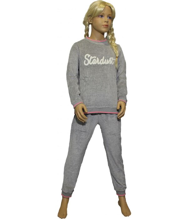 Lunatex Lunatex Velours meisjes pyjama Felicia licht grijs of antracietgrijs
