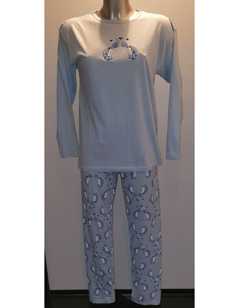 katoenen meisjes pyjama met schildpadjes kleur licht blauw mt 152/158