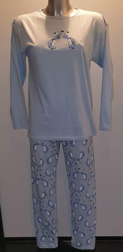 Lunatex  katoenen meisjes pyjama met schildpades kleur licht blauw mt 152/158