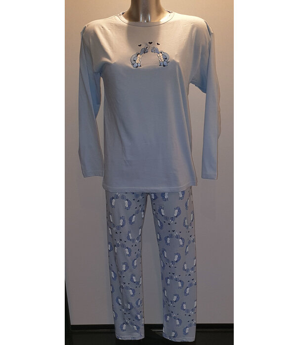 Lunatex  katoenen meisjes pyjama met schildpades kleur licht blauw mt 152/158
