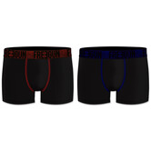 Freegun Signature tweedelig  micro long boxershortset kleur zwart met band rood & blauw