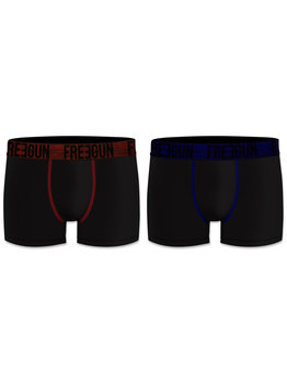 Avet-Set  Signature tweedelig  micro long boxershortset kleur zwart met band rood & blauw