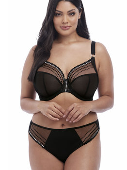 Elomi lingerie  Matilda  Plunge Bh met beugel kleur zwart met zilver gecombineerd