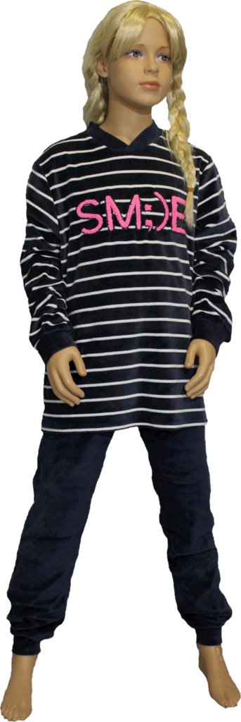 Lunatex Evi velours meisjes pyjama kleur navy mt 140 t/m 188