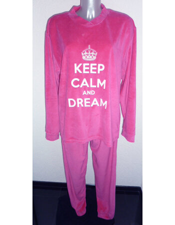 velours dames huispak/pyjama kleur fuchsia maat 2XL