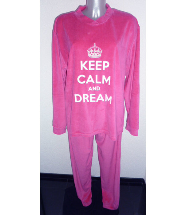 Lunatex  velours dames huispak/pyjama kleur fuchsia maat 2XL