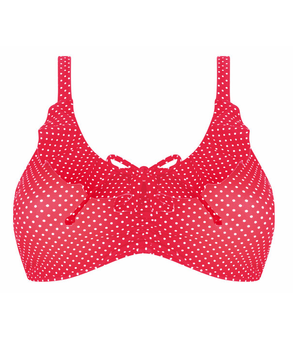 Amoena  Amoena Romantic Downtown prothese bandeau bikinitop  kleur hibiscus print stip wit
