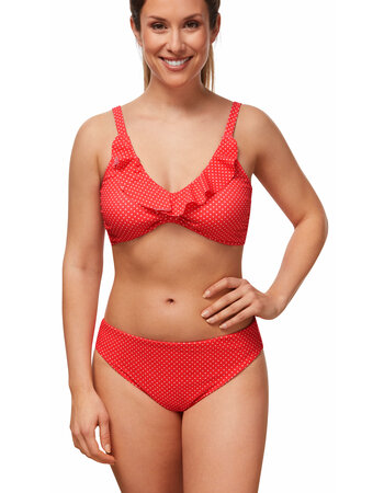 Amoena Romantic Downtown prothese bandeau bikinitop de  kleur hibiscus print stip wit