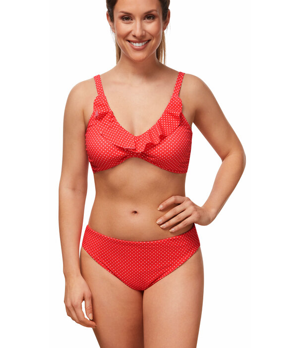 Amoena  Amoena Romantic Downtown prothese bandeau bikinitop  kleur hibiscus print stip wit