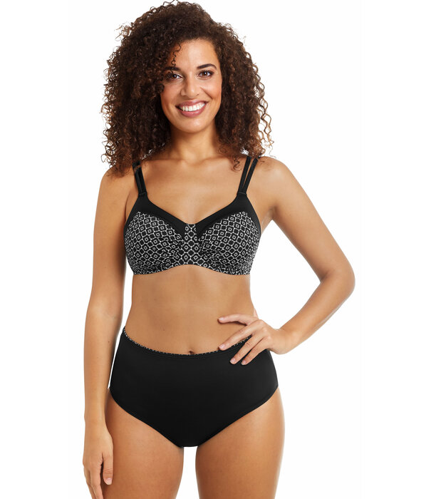 Amoena  Amoena Ayon chloorbestendige prothese bikinitop zonder beugel zwart print wit