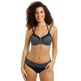 Amoena Ayon chloorbestendige prothese bikinitop zonder beugel zwart print wit